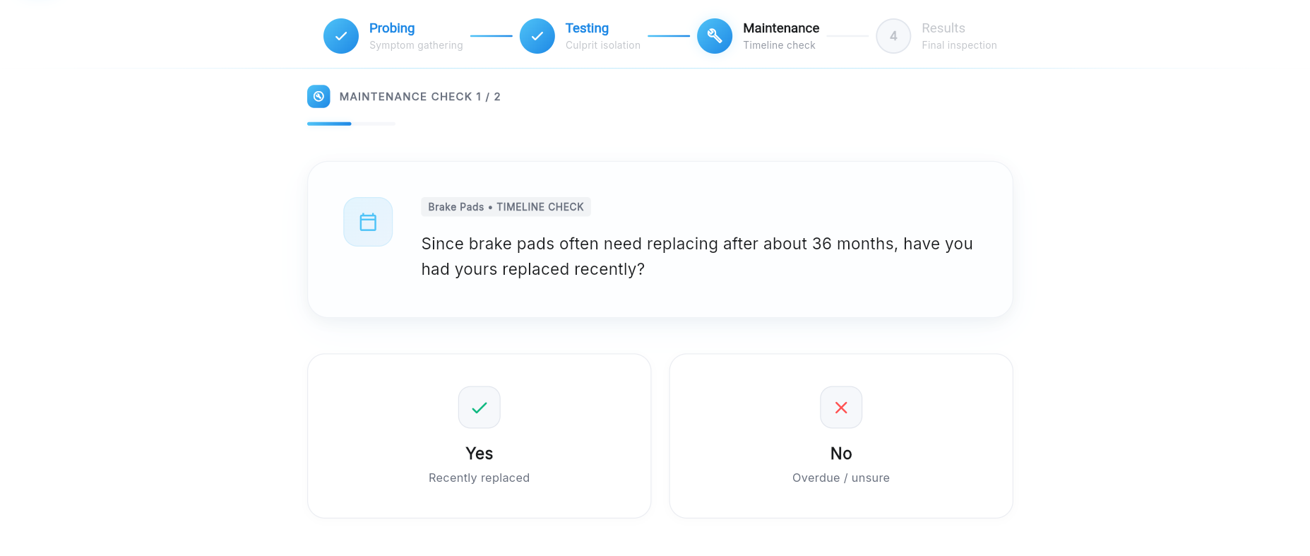 Maintenance timeline check